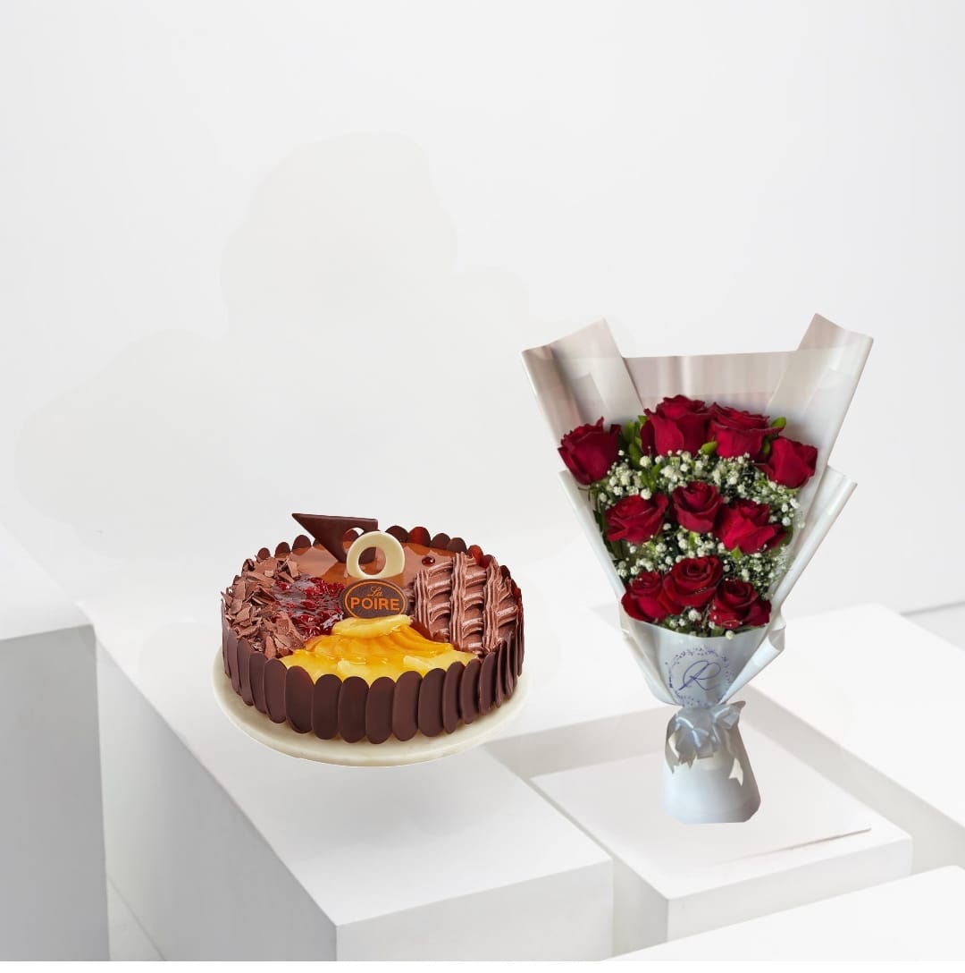 WhatsApp Image 2024-09-30 at 4.25.40 PM Red rose cake bouquet - Image 1