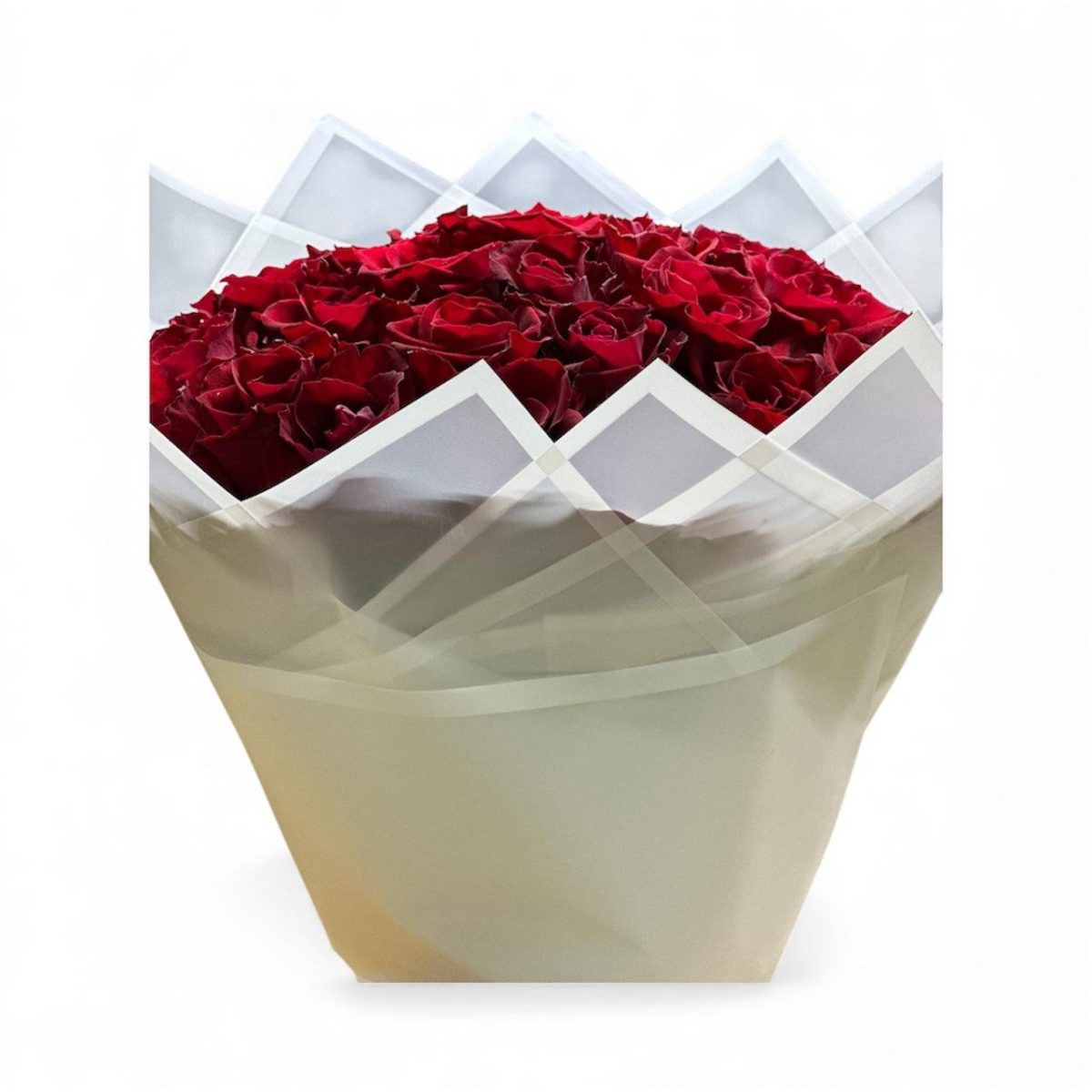 Royal Pearl – 30 Imported Red Roses in White Elegant Wrap - Image 2