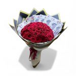 Royal Fortune – 50 Roses with Money Gift Arrangement