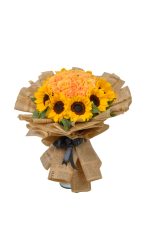 بوكيه دوار الشمس مع ورد طبيعي – هدية ورد فاخرة