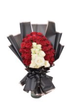Moment of Love bouquet with imported red and white roses – elegant romantic gift