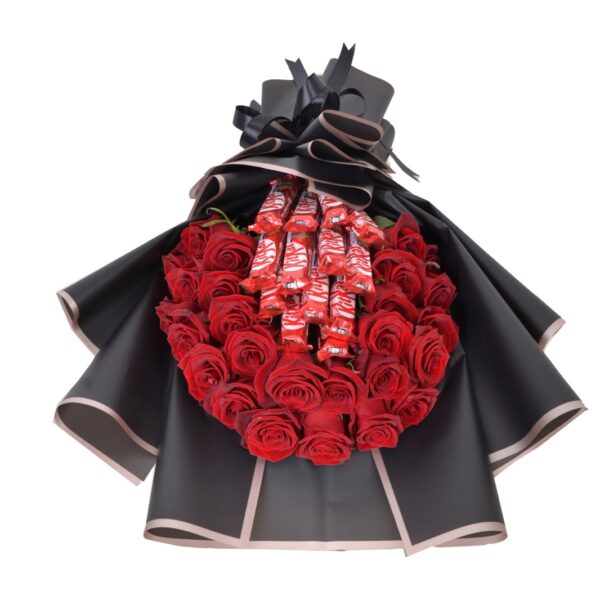 Red roses and KitKat chocolate bouquet – luxury romantic gift