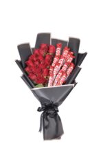 Red roses and KitKat chocolate bouquet – luxury romantic gift