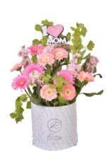 Pink gerbera flower box with stock flowers for Mother’s Day gift