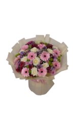 Spring Whisper Bouquet – Pink Gerbera & White Roses - Image 2